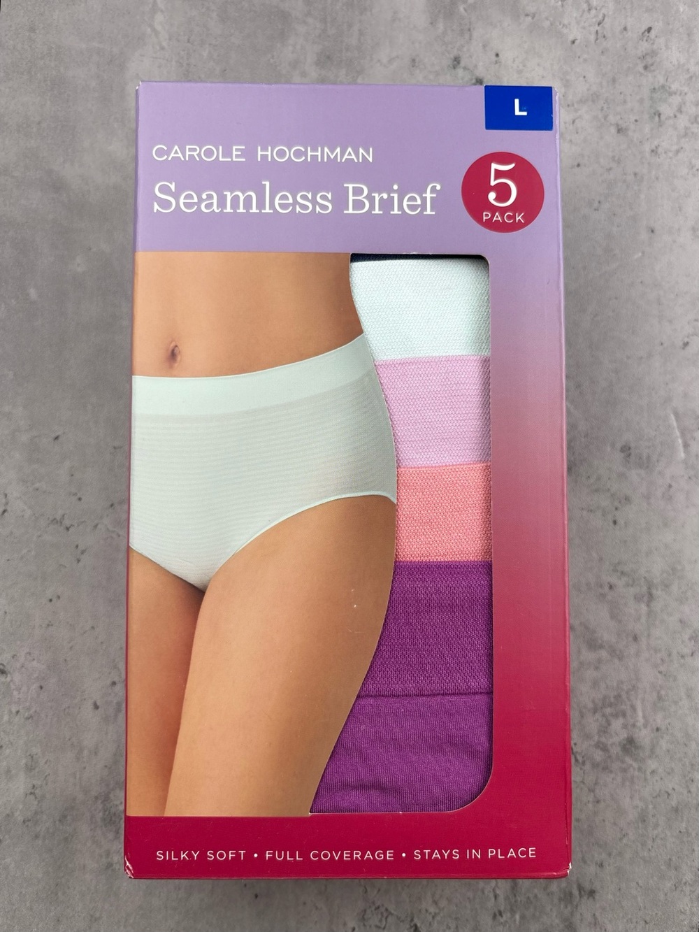 Carole Hochman Women's L  Seamless Brief 5 Pack Silky Soft Full Coverage